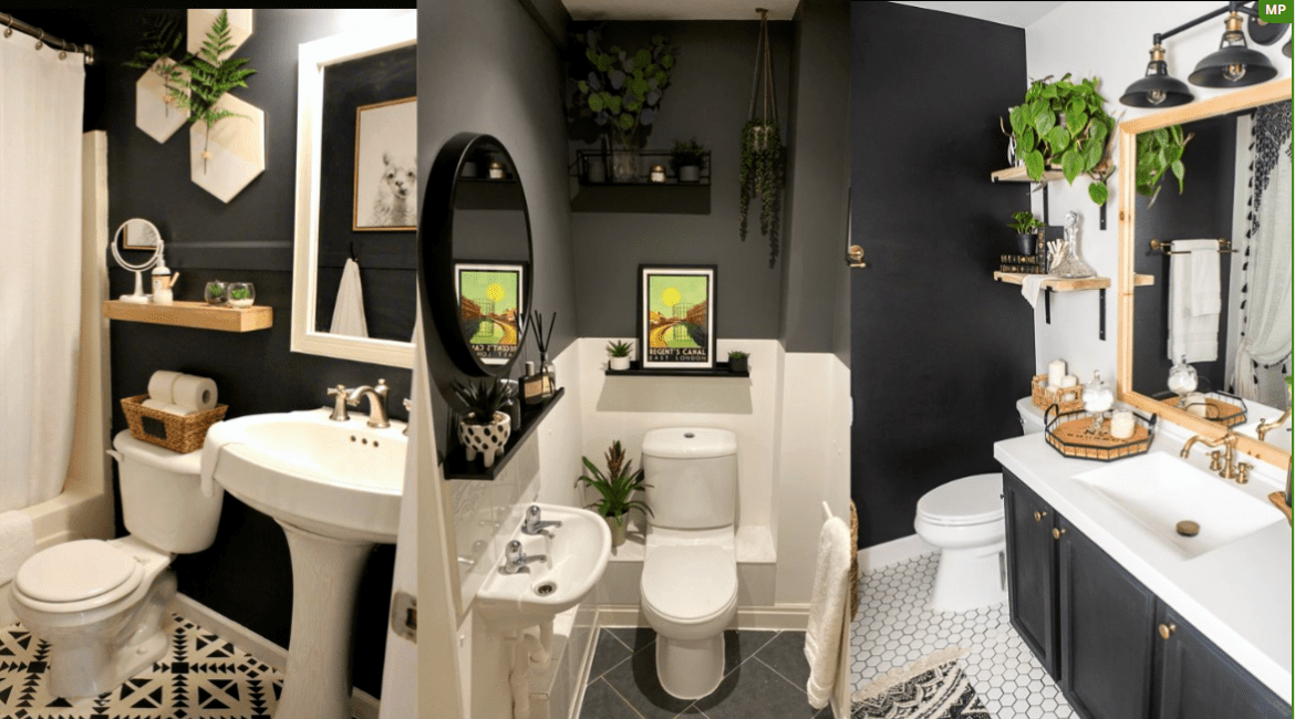 30 Baños elegantes en colores oscuros