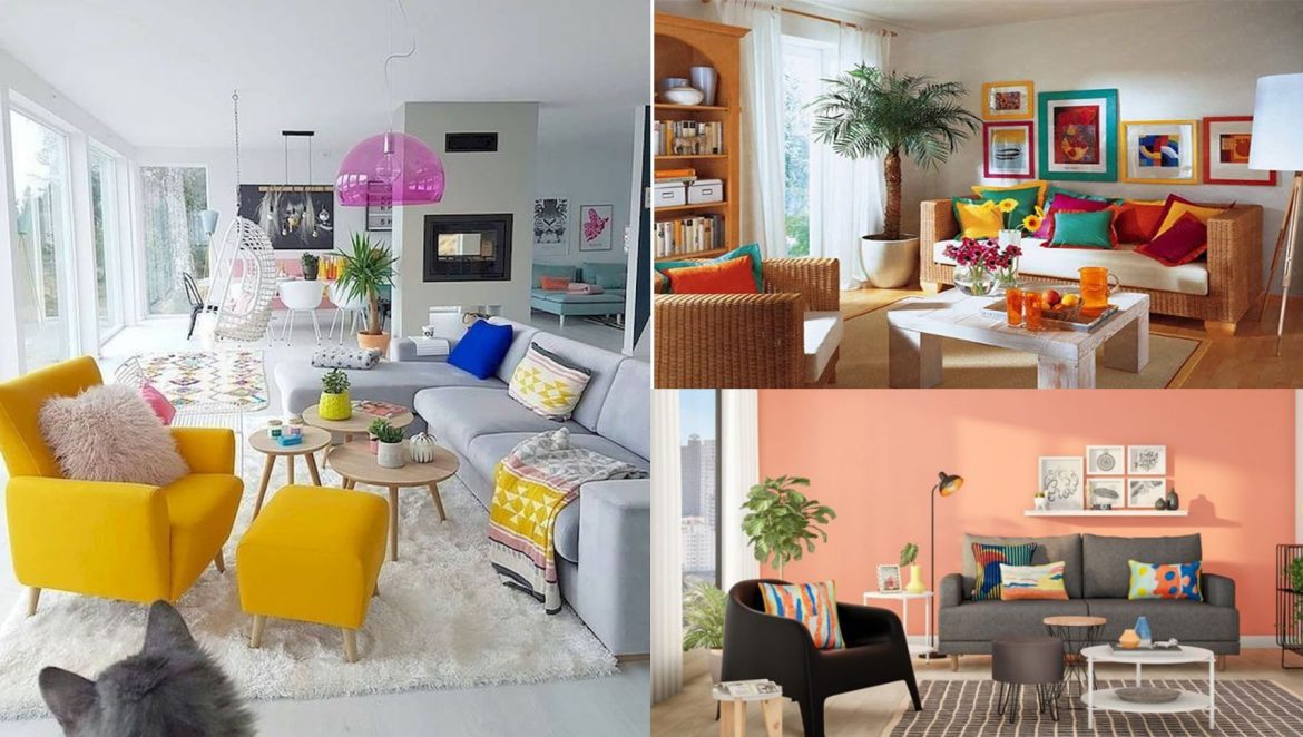 Combinaciones de colores llamativos para salas