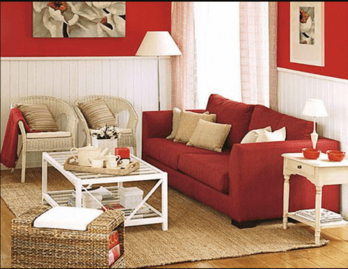 50 Decoraciones con sofá rojo cómo combinarlos